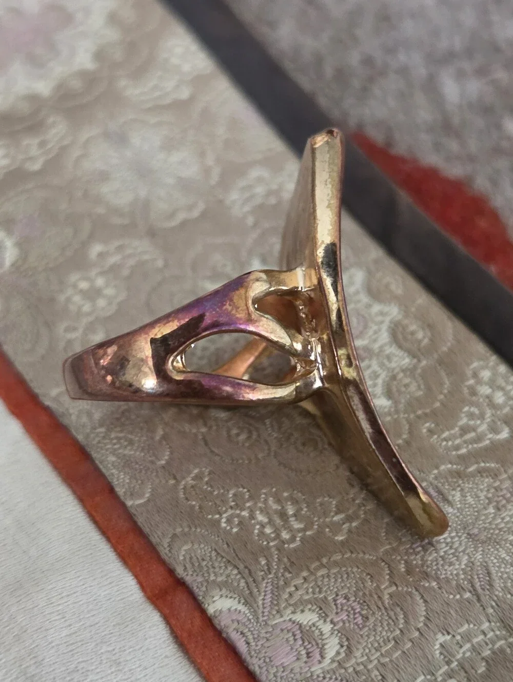 Bronze Gold Statement Ring Geometric Size 6.5